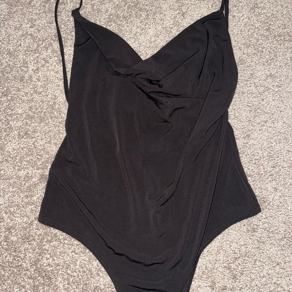 Black Spaghetti Strap Bodysuit